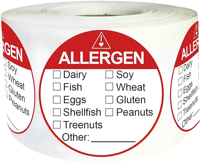 Allergen Allergy Warning Labels Sticker 2 Inch Fluorescent Red Adhesive Allergies Stickers Food Rotation Labels Food Allergy Warning Circle Dots Label for Grocery Stores,Food Packaging 500 Pcs