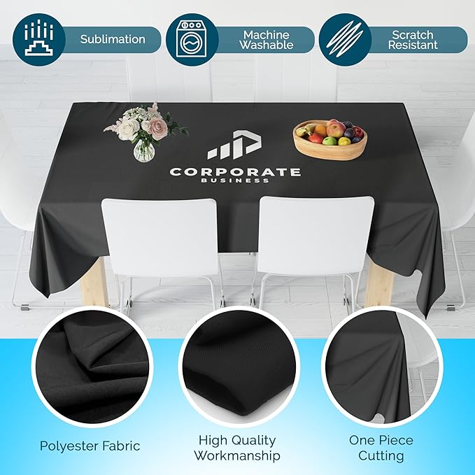 Personalized Tablecloth for Events - Ships Next Day, Made in USA - Birthdays, Wedding Anniversary, or Tradeshow Events, Machine Washable Polyester Fabric, Available in 4 Sizes, Custom Tablecloth