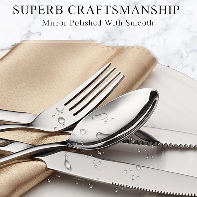 Teaspoon Set,6 Piece 6.7" Spoons Silverware, Premium Food Grade 18/10 Stainless Steel Tea Spoons, Metal Dessert Spoon, Durable Kitchen Spoon Set, Mirror Finish & Dishwasher Safe