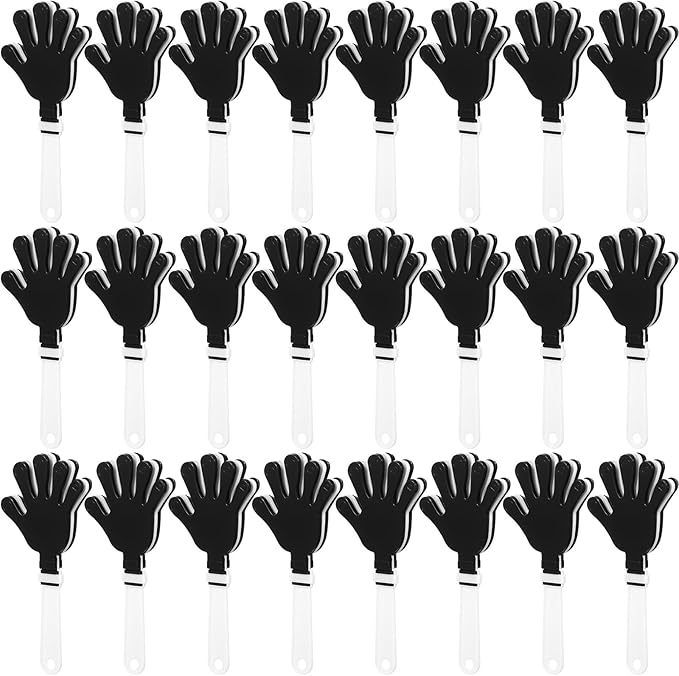 24 Pcs Hand Clappers 7.5 Inch Plastic Clappers Noisemakers Party Favors Clapping Noise Maker Birthdays Game Prizes Classroom Rewards Football Sporting Events Cheers Supplies (Black,White)