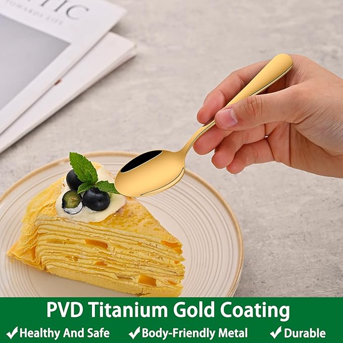 4.7 Inches Coffee Spoon,8-Piece Cute Gold Espresso Spoons,Mini Coffee Spoon,Mirror Polishing Stainless Steel Teaspoon,Tea Spoons For Home Cafe