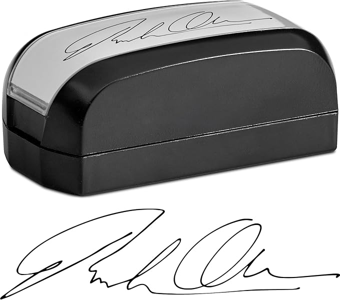 MaxMark Custom Signature Stamp - Small Size Pre-Inked Pocket Stamp Customized with Your Signature