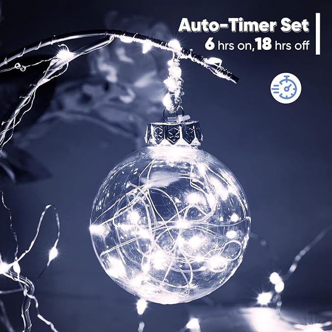 Ariceleo 2 Pack 16.4 Ft. Battery Operated Outdoor String Lights with Remote & Timer, LED Cool White Fairy Lights, Waterproof Twinkle Lights for Bedroom, Dorm, Mason Jar, Wedding, Party, Christmas