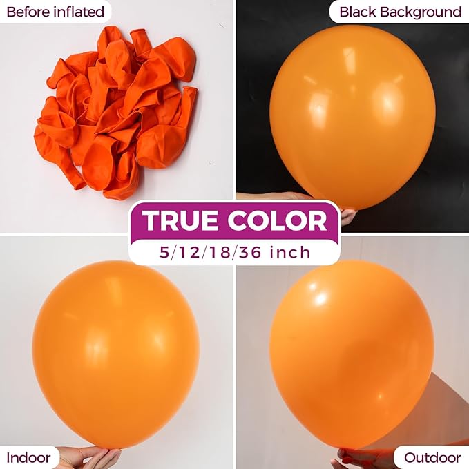 Bezente Orange Giant Balloons 36 Inch - 8 Pack Jumbo Large Round Light Orange Latex Balloon for Photo Shoot Birthday Graduation Bridal Shower Halloween Party Decorations
