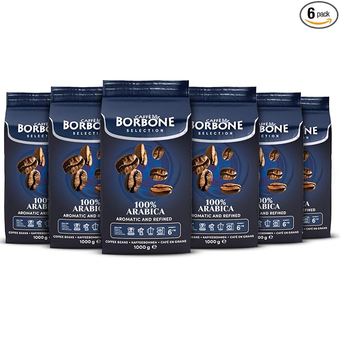 Caffè Borbone Whole Bean Coffee, 100% Arabica, Medium Espresso Roast - Freshly Roasted and Packaged in Italy - 2.2 Pound (Pack of 6)