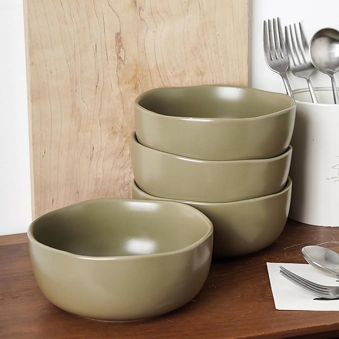 Stone Lain Stoneware Dish Set, 4 Bowls, Tom - Olive
