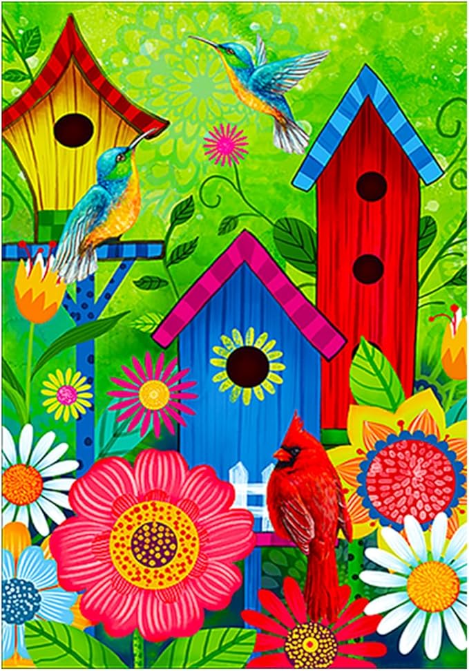 COCJCJ spring summer birds arden flags for outside, Seasonal Farmhouse Yard Flags for Outside decoration