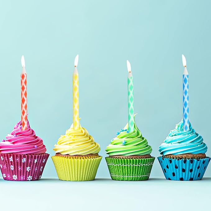Birthday Candles Multicolored Diamond 80-Count, Birthday Candles for Cake, Cupcake Candles, Party Celebration
