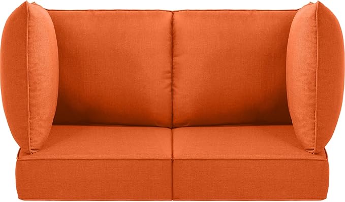 Luxury 24x24x6 Patio Cushions for Outdoor Furniture Set of 2 - Water-Repellent 6-Piece Cushion Set for Outside Wicker Couch Loveseat Chair Sectional Patio Conversation Sets - Orange/Classic