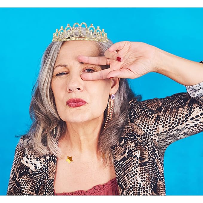 Casoty 60th Birthday Sash and Tiara for Women, Gold Crown 60 and Fabulous Sash & Crown Set, 60th Birthday Gifts for Women, 60th Birthday Decorations Women