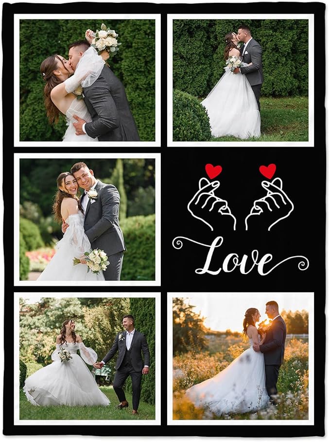 Personalized Couple Gifts for Boyfriends Girlfriends, Custom Blankets with Photos, Personalized Blanket with Photos & Text, Personalized Photo Blankets, Personalized Gifts for Valentines, Anniversary