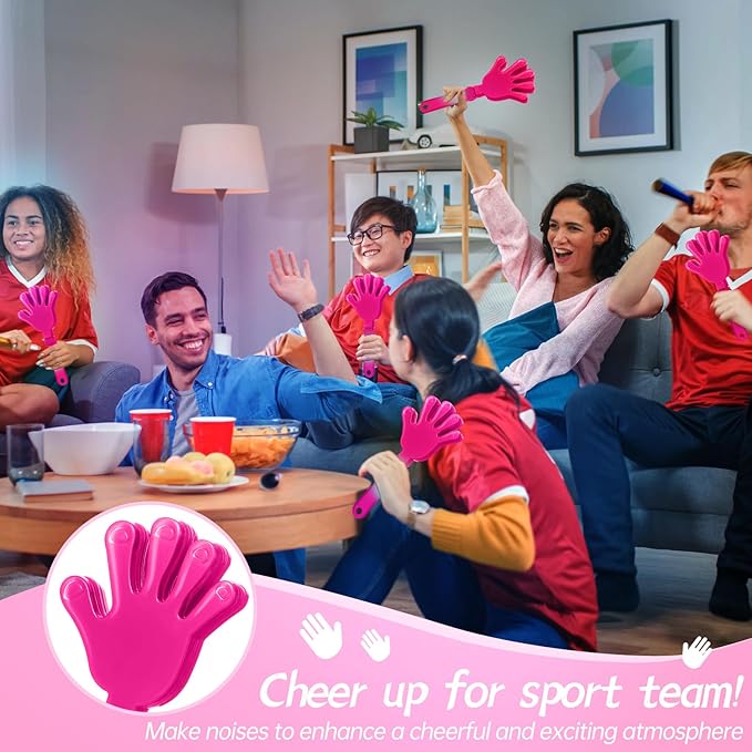 24 Pcs Hot Pink Hand Clappers 7.5 Inch Clappers Noisemakers Noise Makers Party Favors Plastic Party Clapper for Sporting Events Cheers Ball Dance Basketball Football Noisemakers（Hot Pink）