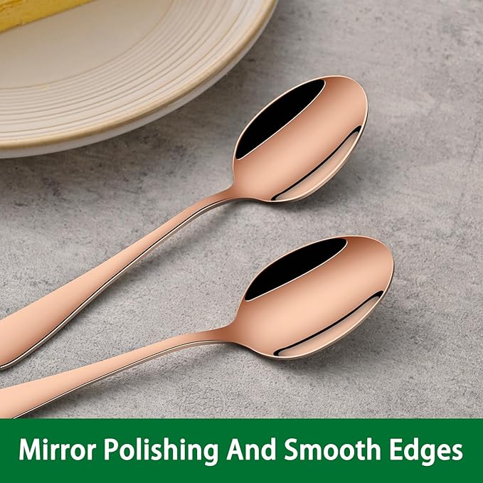 5.5 Inch Rose Gold Coffee & Tea Spoons,Set Of 8 Stainless Steel Copper Small Demitasse Spoons,Mini Espresso Spoon For Dessert,Cake