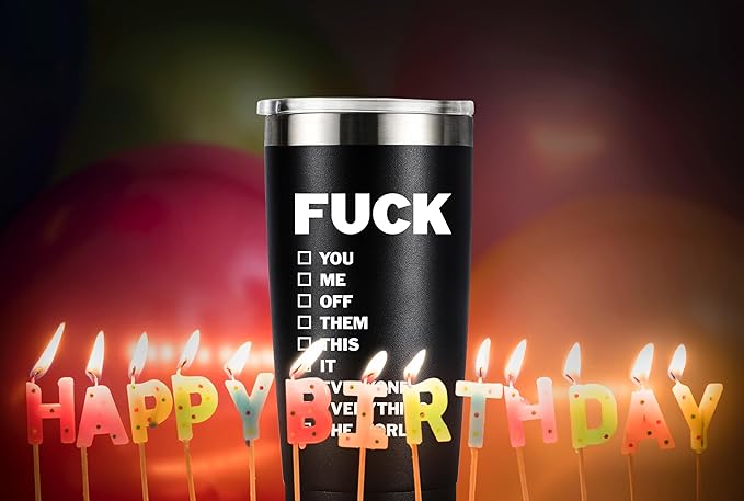 MASGALACC Fuck Coffee Tumbler, Funny Sarcastic Inappropriate Insulated Mug, Christmas Birthday Gifts for Men Women Friends Coworker Employee, 20 Oz Stainless Steel Drinking Cup