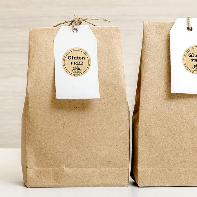 200 Pcs Kraft Paper Gluten Free Stickers Allergy Awareness Labels 1 inch Retail Container Decals Gluten Free Warning Stickers Bakery Bread Bag Seals of Jar and Bottle Food Packaging