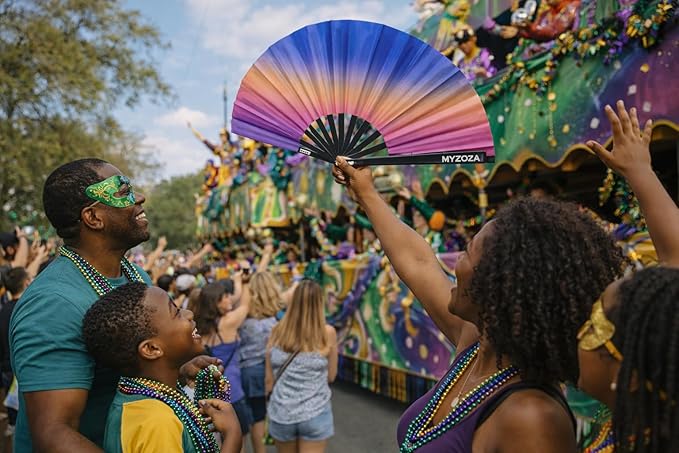 Large Hand Foldable Fan Clack Popping Rave Festival Line Dancing Boots on the Ground Mardi Gras Valentines (ombres)
