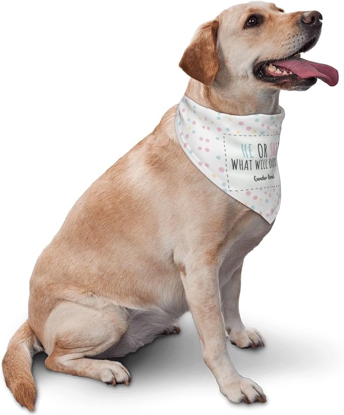He Or She What Will It Be? Gender Reveal/Baby Announcement Dog Bandana,Pet Neckerchief for Pets Daily Wear Photo Prop Party Supplies (White dots)