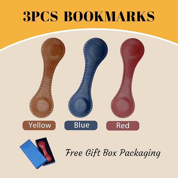 3PCS Personalized Magnetic Leather Bookmark, 26 Letters Custom Bookmarks, Customized Engraved Name Initial Book Mark for Book Lovers Readers Teachers Women Men, E