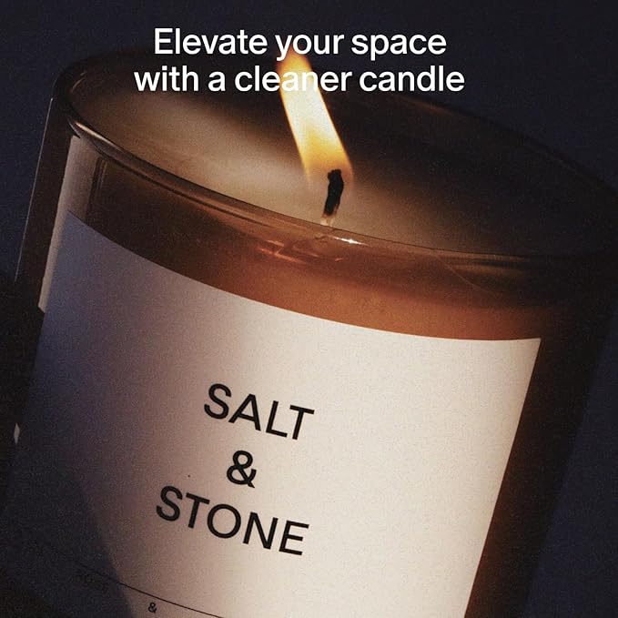 SALT & STONE Scented Candle for Women & Men | Hand-Poured, Aromatic & Fragrant | Coconut & Soy Blend Wax | 100% Cotton Wick | Long-Lasting 50 Hour Burn Time (8.5 oz) (Black Rose & Oud)