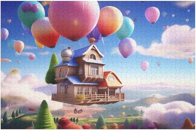 Wooden Puzzle - Floating House Jigsaw Puzzles，Wooden Puzzles for Adults 1000 Pieces Challenge Puzzles，Educational Games，Family Puzzles，Unique Gifts for Wall Art,Funnny Puzzles