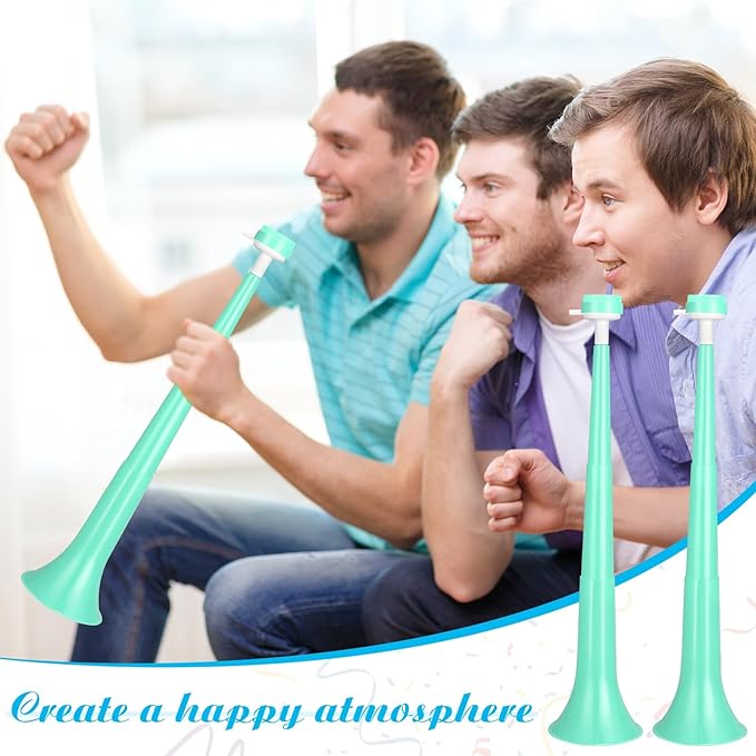 6 Pieces Stadium Horn Noisemakers for Adult, 21 Inch Vuvuzela Plastic Trumpet, Light Green