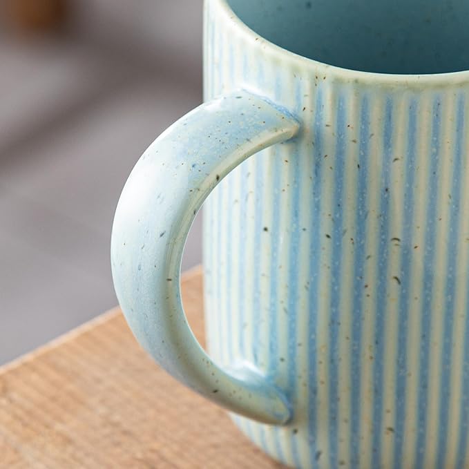 Yundu 15.5oz/470ml Flambe Blue Ceramics Teacups with Infuser and Lid, Loose Leaf Tea Cup