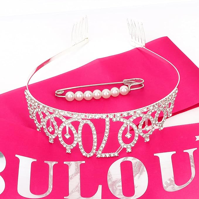 Casoty 70th Birthday Sash and Tiara, 70th Birthday Decorations for Women, 70 & FABULOUS Sash and Crown Set, Party Supplies for Women, Gifts for Her