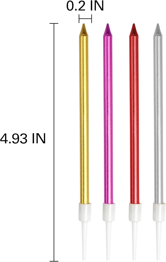 24 Count Silver Metallic Birthday Candles, Birthday Parties, Wedding Decorations, Party Candles, Candles for Cake, Cake Decorations