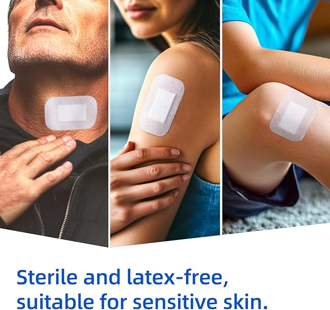 50Pcs Adhesive Gauze Island Dressing 2"x3", Water-Resistant Wound Dressing, Sterile & Absorbent Medical Grade Dressing Pad First Aid Dressing Pads