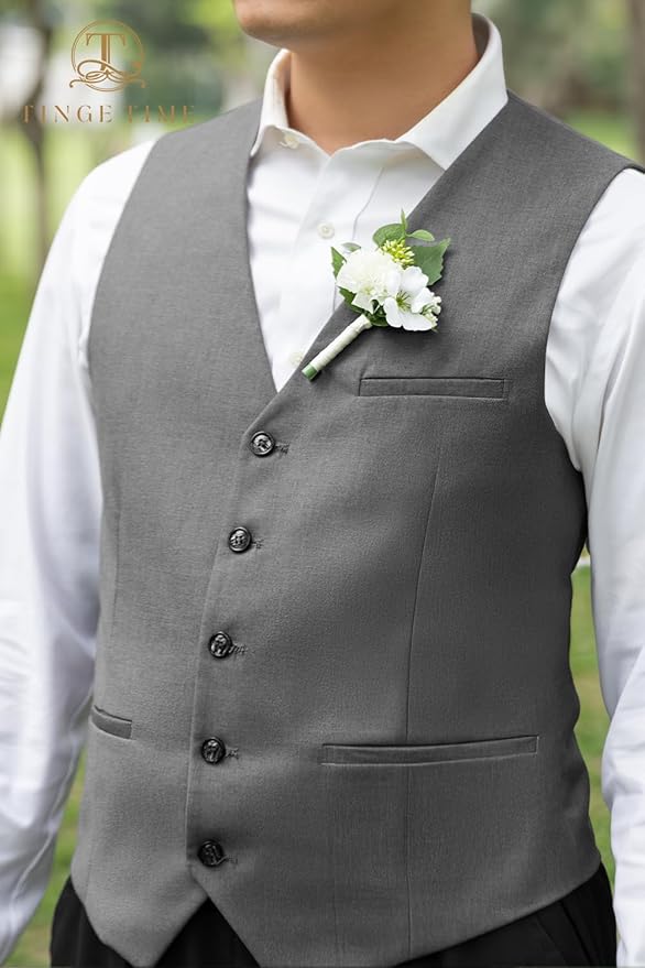 TINGE TIME Boutonniere for Men Wedding,Groom and Best Man Boutonniere for Wedding Ceremony Anniversary, Formal Dinner Party and Rustic Spring Wedding Marriage (10, Ivory Cymbidium)