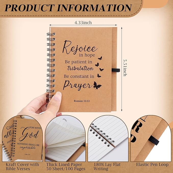 NEOACT Christian Gifts Bulk,30 Pcs/10 Set Inspirational Spiral Notebook with Bible Ballpoint Pen and Christian Bookmark,Prayer Journal Christmas Gifts for Teachers Staffs Colleagues Pastor Church Members & Families
