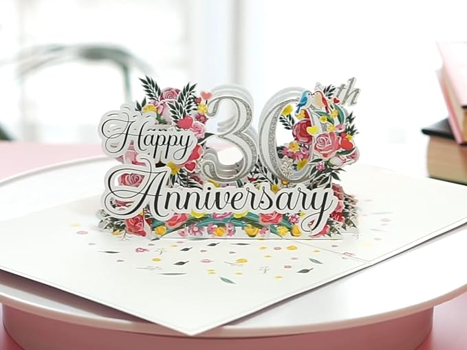 Happy 30th Anniversary Cards, Wedding Anniversary Card to Husband, Happy Anniversary Pop Up for Couple Husband Wife Him Her Parent (Size 8x6 in)