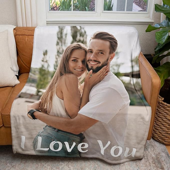 Custom Blankets with Photo, Personalized Blanket Using My Own Photo, Customized Blankets with Picture, Personalized Gifts for Women Men Baby Child