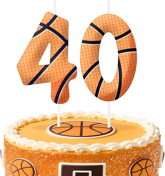 Basketball Number 40 Birthday Candles, Basketball Themed Cake Topper for Boys Girls, Cake Decorations for Birthdays, Sports Theme Party Supplies, Candles for Party Decorations
