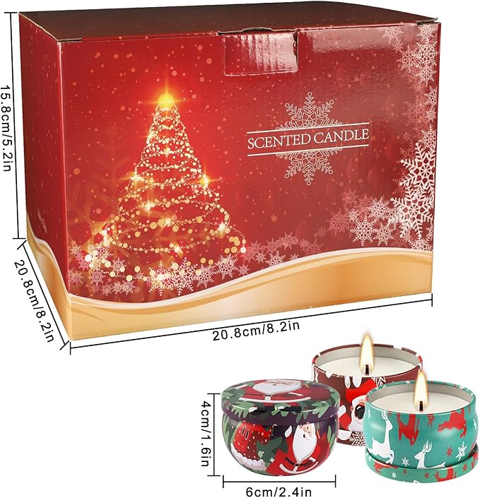 36Pack Christmasc Sets,Long Burning,2.5oz Natural Soy Wax with Essential Oils Decorative Aromatherapy Candles for Christmas，Thanksgiving Gift, Home Scented