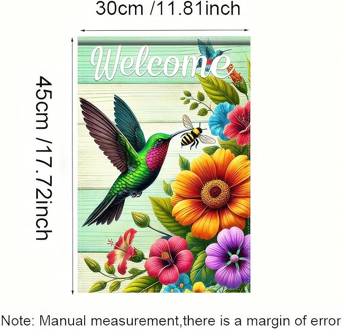 BlissYard Spring Summer Flower Garden Flag Welcome Small Yard Flag Bird Floral Double Sided Vertical Seasonal Farmhouse Wedding Yard Outdoor Decoration 12x18 Inch