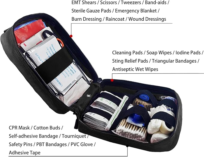 Carlebben EMT Pouch MOLLE Ifak Pouch Tactical MOLLE Medical First Aid Kit Utility Pouch (With Medical Supplies)