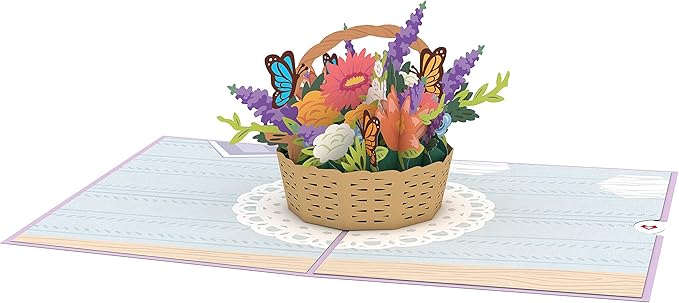 Lovepop Everyday Pop-Up Card for Her and Him- 3D Thinking of You Greeting Cards for Boys, Girls, Men, Women - 5" x 7" Flower Basket - Blank Note Card & Envelope Included
