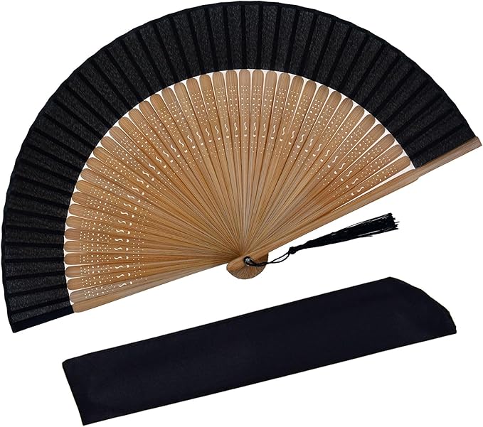 Hand Held Fan for Women Foldable, Chinese Japanese Vintage Bamboo Silk Folding Fans Hand Fan for Dance Music Festival Wedding Church Decoration (Sexy Bamboo)