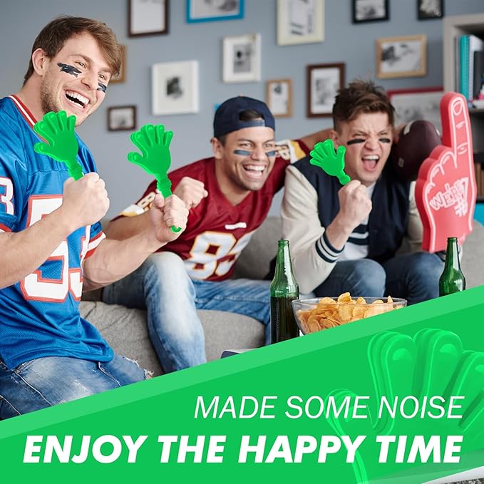 20 Pcs Hand Clappers Noisemakers 7.5 Inch Clappers Noisemakers Plastic Hand Clappers for Birthdays Game Football Sporting Events Cheers Supplies Dance Basketball Football Noisemakers(Green)
