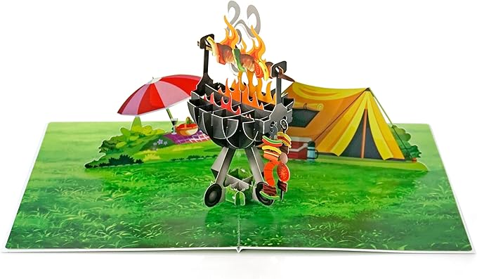 CUTPOPUP Birthday Card for Men, Fathers Day Card Pop Up, Father's Day, Birthday 3D Greeting Card for Husband, Son, Dad, Grandpa (BBQ Grill)