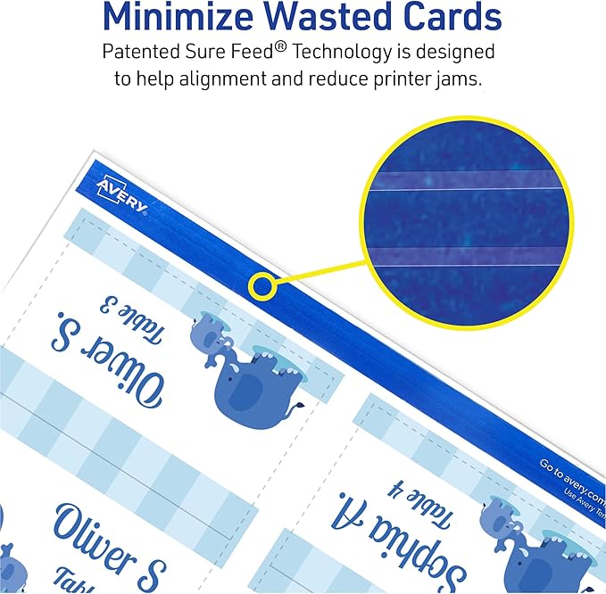 Avery Printable Tent Cards with Sure Feed Technology, 2" x 3.5", White, 160 Blank Place Cards for Laser or Inkjet Printers (5302)