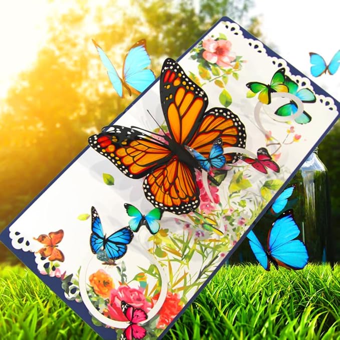CUTE POPUP - Colorful Monarch Butterflies Design - Handmade Card on Birthday, Mother’s Day, Anniversary, Anniversary Card - Perfect Present, Table Decor 6’’x6’’