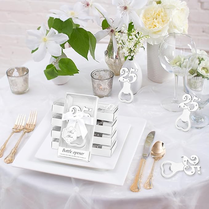 50 PCS 25th Birthday Party Favors for Guests,25th Wedding Party Favors Bottle Openers,Wedding Beer Bottle Openers for Bridal Shower