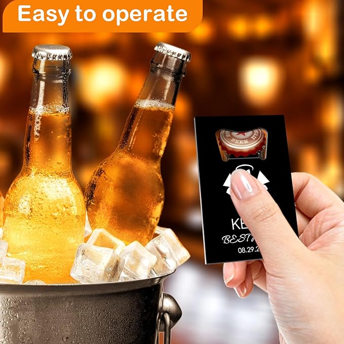 10PCSPersonalized Bottle Openers Credit Card Size, Groomsmen Best Man Gifts for Wedding Bachelor Party, Stainless Steel Beer Bottle Opener