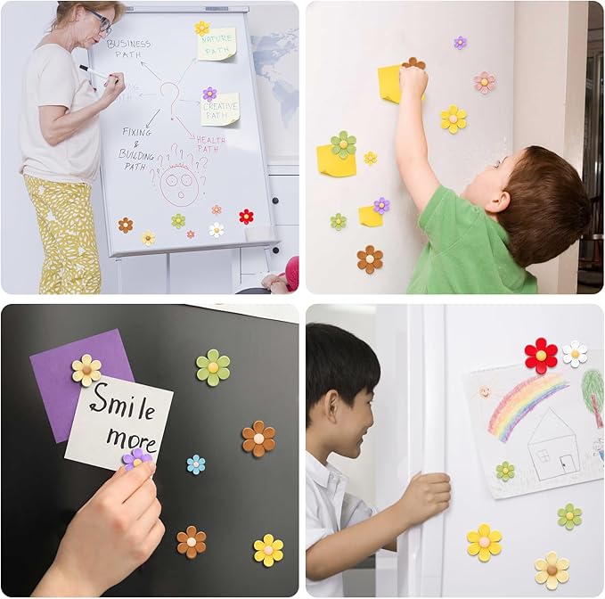 20 Pcs 3D Flower Fridge Magnets, 0.8 Inch Cute Fridge Magnets, Colorful Refrigerator Decorative Magnet for Whiteboard Locker Cabinet (Small)