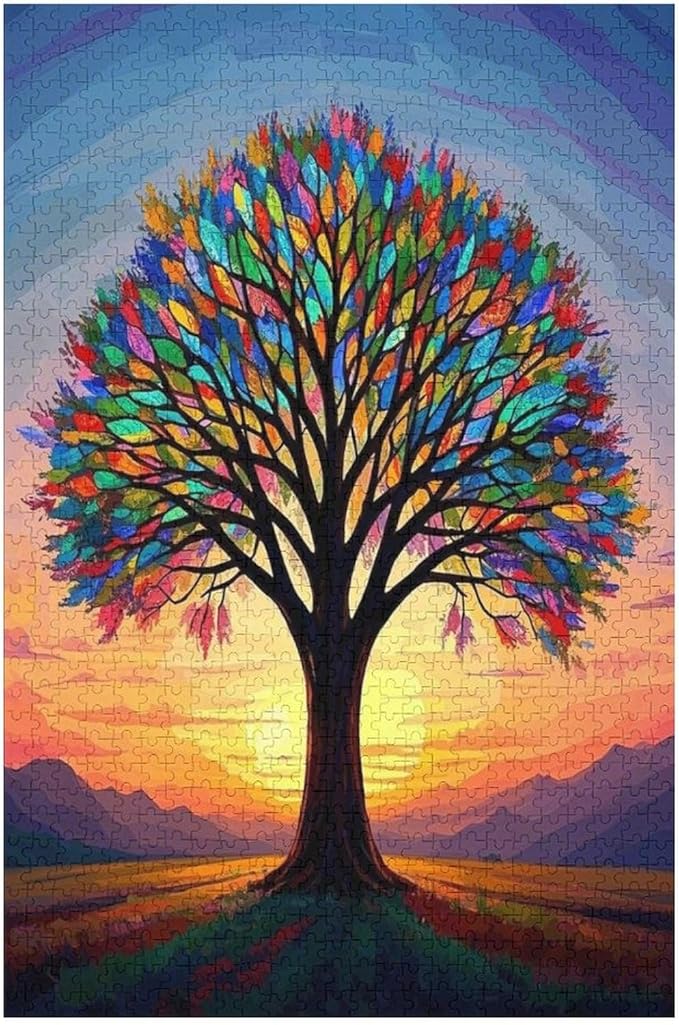 Jigsaw Puzzles for Adults 1000 Piece - Colorful Tree Themed Wooden Puzzles，Unique Gifts for Wall Art ，Funny Puzzles，Stress Relief Games，Puzzle Games Challenge Puzzles