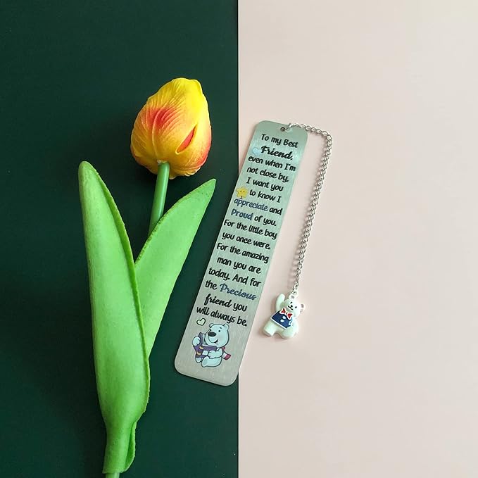 Best Friend Bookmarks Men Teens Christmas Graduation Farewell Bookmark Good Friends Birthday Back to School Gifts Appreciate Friendship Encouragement Retirement Thank You Keepsakes Cute Bear Design
