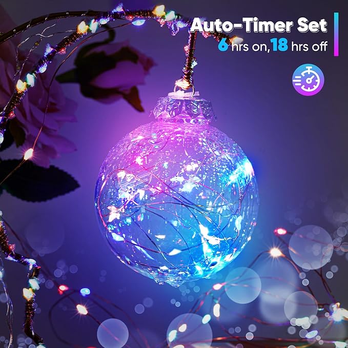 Ariceleo 4 Pack 16.4 Ft. Battery Operated Outdoor String Lights with Remote & Timer, LED Multi Color Fairy Lights, Waterproof Twinkle Lights for Bedroom, Dorm, Mason Jar, Wedding, Party, Christmas