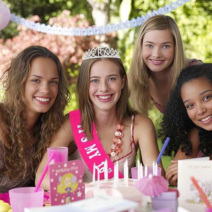 Casoty 16th Birthday Sash and Tiara, 16th Birthday Decorations for Girls, It's my 16th Birthday Sash and Crown Set, Party Favors Sweet 16 Decorations Gifts for Her